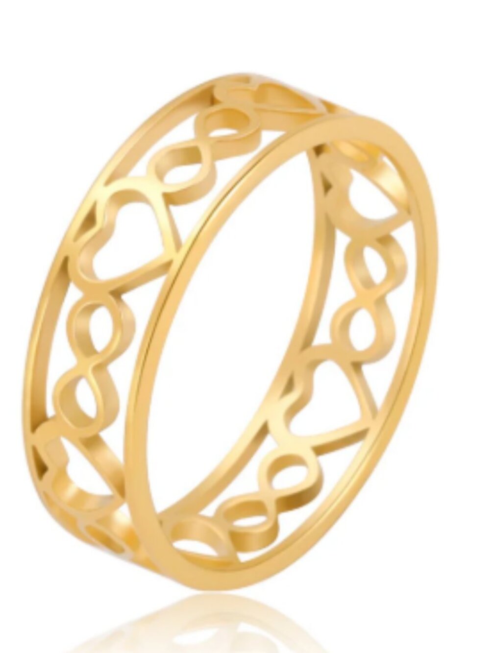 Gold plated heart ring over stainless steel gold plated